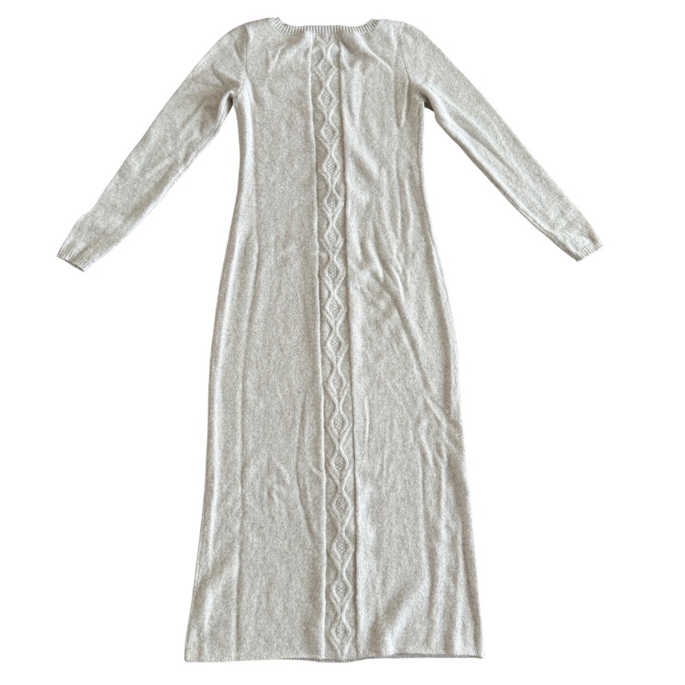 Peruvian Connection 100% Royal Alpaca Cable Knit Maxi Sweater Dress Oatmeal M - Picture 2 of 10